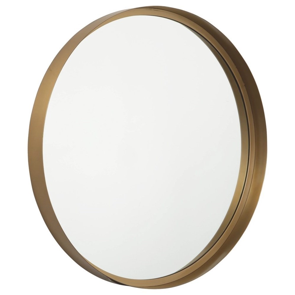 Accent Mirrors ASHLA8010189 Elanah Gold Finish Round Accent Mirror